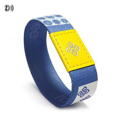 Individuelles elastisches Armband RFID 13,56 MHz NFC Strapazierfähiges Gummimaterial mit Polyester-Elastik für Zugangskontrolle