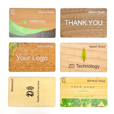 Fabrik-Direktverkauf Custom Logo Gravierten Holz RFID Visitenkarte NFC ISO14443A 13.56MHz Leerholz NFC Hotel Schlüssel ID-Karte