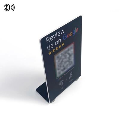 Benutzerdefiniertes Logo NFC Stand Social Media Review NTAG213 NFC PVC Google Review Karte Menü Anzeigestand